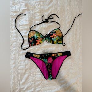 Floral Bikini Set with Pink Accents